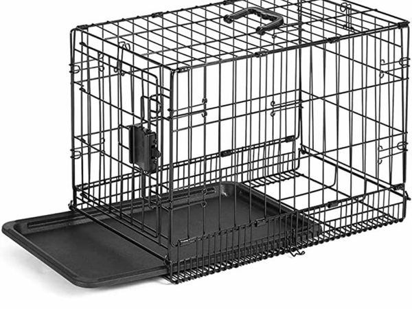 Metal Wire Folding Dog Crate with Base Tray - Single Door - 22"