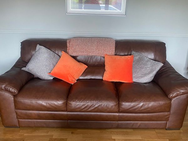 Brown Leather 3 Seater Couch