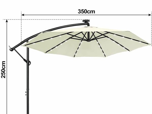 Patio Umbrella,Height Adjustable-beige+ base+cover
