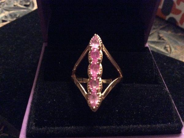 STG SILVER ROSE GOLD PINK SAPPHIRE RING N REDUCED