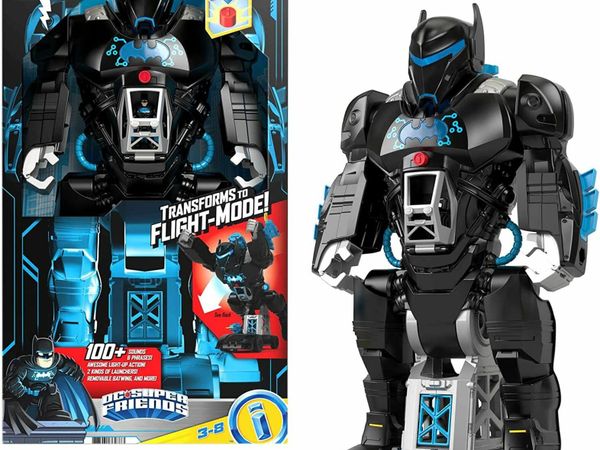 Imaginext DC Super Friends Bat-Tech Batbot, Transforming 2-in-1 Batman Robot and Playset with Lights and Sounds for Kids Ages 3-8