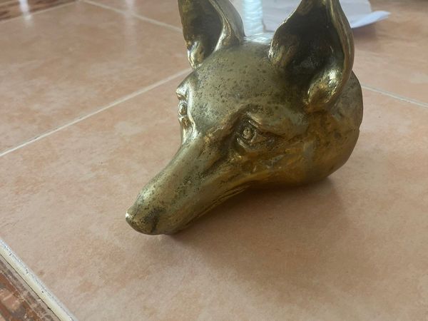 Solid brass fox head / doorstop