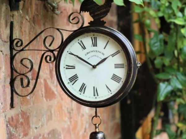 NEW Outdoor Garden Station Wall Clock Double Sided