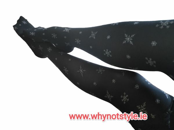Black Tights with snowflakes