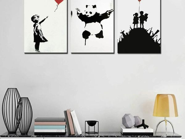 Canvas Wall Art for Living Room Decor Panda Graffiti Street Art Kitchen