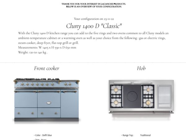 Lacanche Cluny D Classic Cooker & Extractor Fan