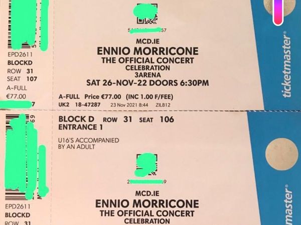 Ennio morricone tickets for 3 arena