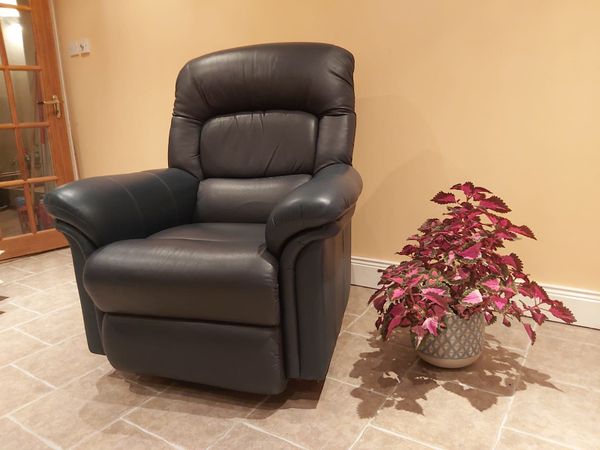 Leather Swivel Recliner Arm Chair and Coffee table