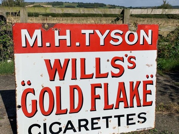 RARE 1930s Double sided Wills Capstan enamel sign