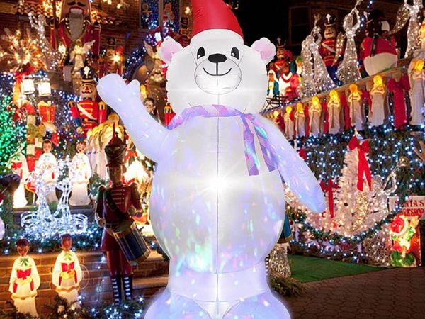 EBANKU 8 Feet High Christmas Inflatable Polar Bear, Christmas Blow Up Snowman Decoration Outdoor Indoor Holiday Decor for Home Family Yard Lawn Garden Party Supplies