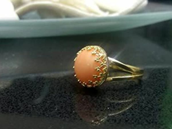 Coral Ring, Wedding Gift,Cocktail Ring, Statement Ring, Gold Ring, Gemstone Ring, Round Stone Ring