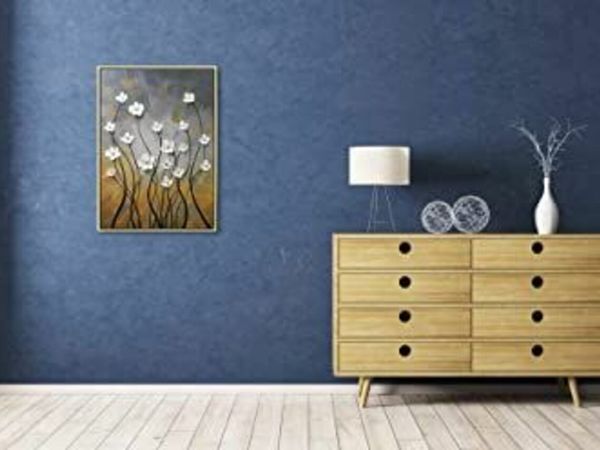Wieco Art Morning Dancing Gold Framed 100% Hand Painted Modern Artwork Paintings on Canvas Abstract Wall Art for Living Room Home Decorations Wall Decor FL1091-5070-GF-UK