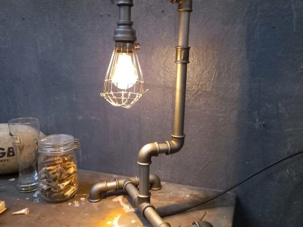 Steampunk pipe lamp