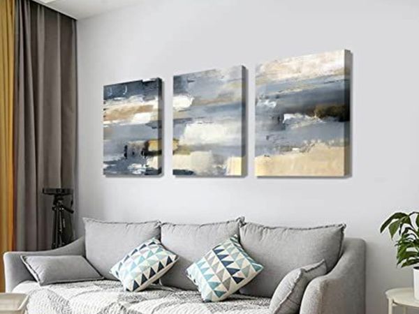 3 Panels Framed Abstract Wall Art Canvas Painting Poster HD Print Picture Home Office Decor Living Room Bedroom Decorations Ready To Hang 120cm/48"W x 60cm/24"H (16"x24"x3pcs)