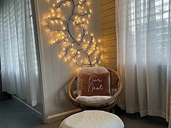 NEWNEN Twig String Lights,Lighted Willow Tree Vine Fairy Lights Plug in Powered,144 Warm White LED Twig Tree with Lights for Wall Indoor Bedroom Living Room Home Christmas Décor