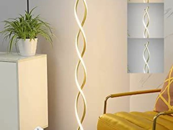 Dimmable Floor Lamp LED, 20W Gold Spiral LED Stand