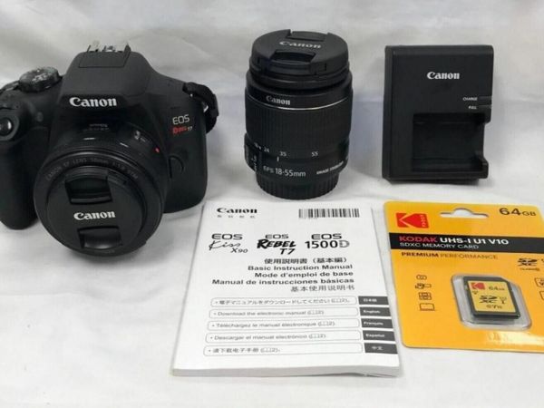 Canon EOS Rebel T7 DSLR 24.1 MP W/18-35mm and 50mm Lens