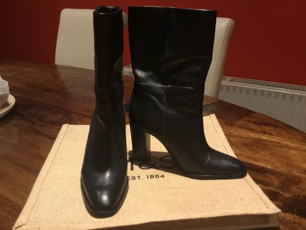Leather calf length boots