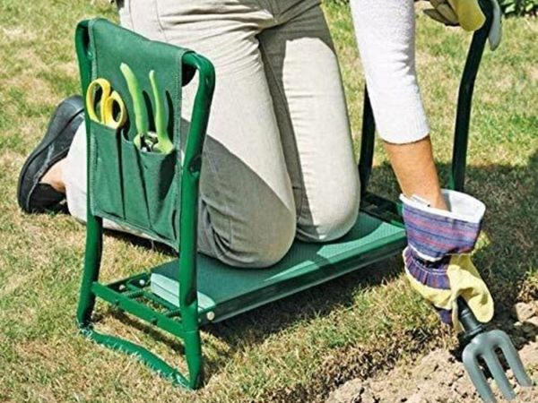 Garden Folding Kneeler Seat Chair Pad Stool Steel Frame Tool