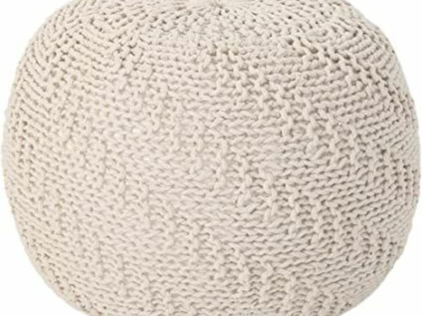 Christopher Knight Home Austin Knitted Cotton Pouf in Beige