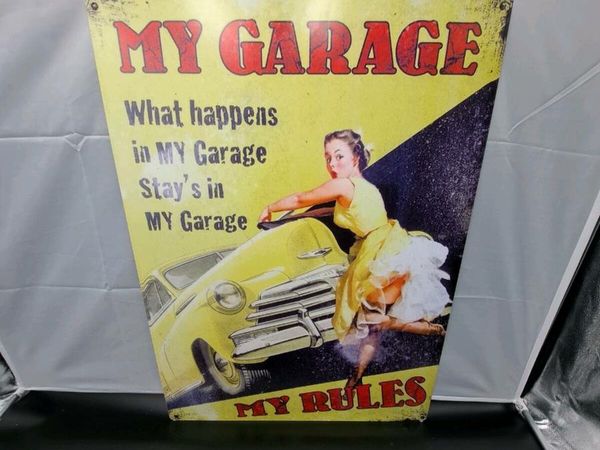 Large  my garage my Rules steel sign
