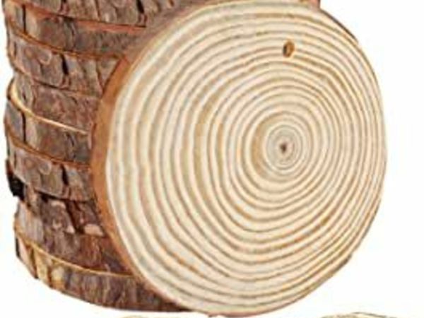Kurtzy 10 Pack Unfinished Wood Slices with Holes