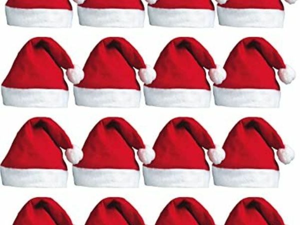 100pc Santa Hats Christmas Hat Bulk Christmas Party Hats - Father Christmas Santa Hat Santa Costume - Novelty Christmas Santa Hats for Adults Christmas Fancy Dress - Red Santa Hat Bulk Christmas Hats
