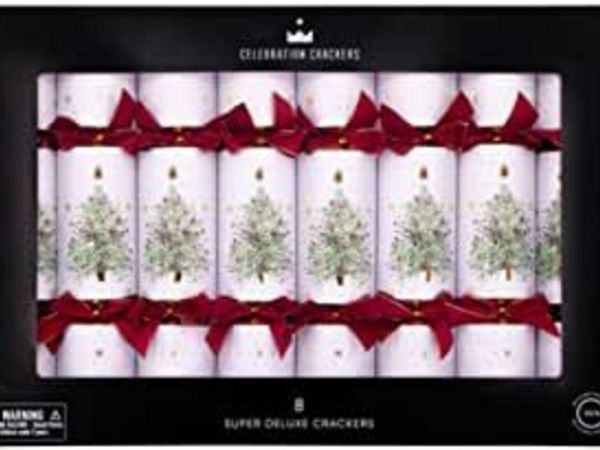 Celebration Crackers : Super Deluxe 14" FSC Mix Christmas Crackers : Tray of 8 : Watercolour Tree