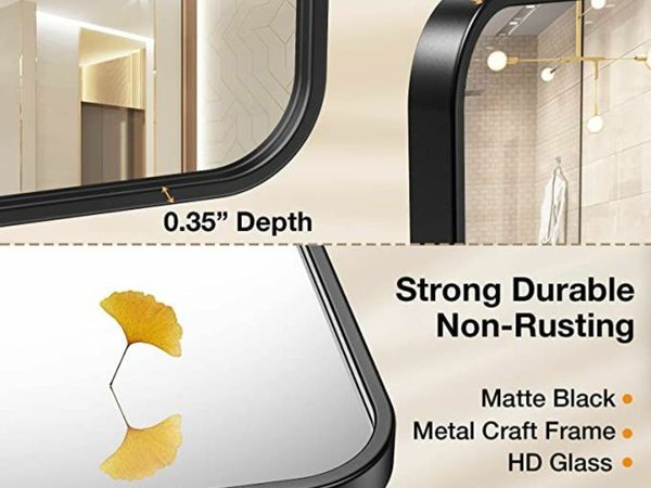 Black Bathroom Mirror for Wall, Brightify 24x36 Inch Rectangluar Black Metal Framed Mirror, Modern Wall Mounted Vanity Mirror for Bathroom, Vertical or Horizontal