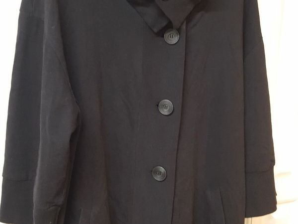 Black Cowl Neck Buttoned Through Coat