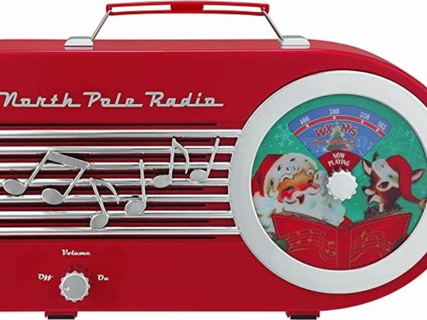 Mr. Christmas Vintage North Pole Radio Holiday Jukebox Christmas Decoration Music Box, 10.5 Inches, Red