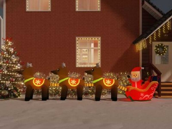 vidaXL Christmas Inflatable Santa and Reindeer Dec