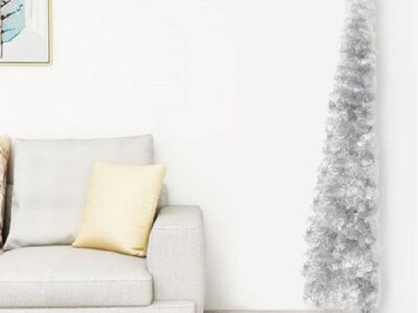 vidaXL Slim Artificial Half Christmas Tree with St