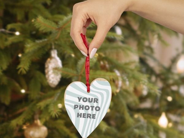 Any Photo Heart Wooden Ornaments