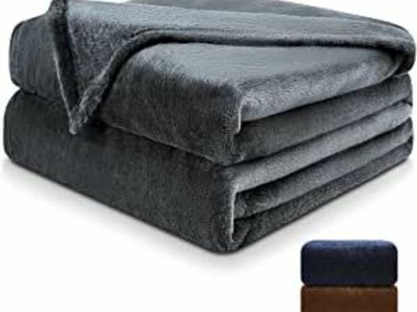 NaVarch Fleece Blanket, Fluffy, Warm, Easy to Clean as Sofa Blanket, Couch Blanket, Blanket, Grey, 220 x 240 cm
