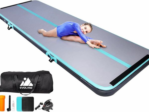 3M Inflatable Gymnastics Mat Tumbling Mat, 10cm Thick Practice Gymnastics Workout Mat Practice for Home Use, Beach, Park Exercise Fitness