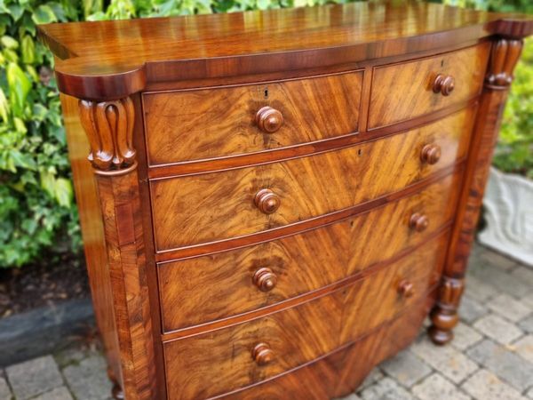 Large Victorian Bowfront Chest- Circa 1880