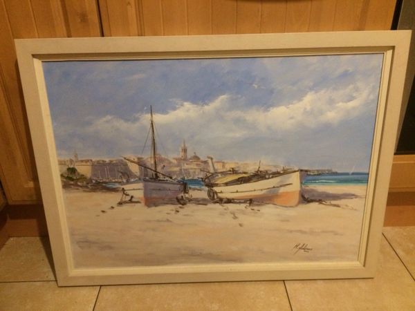 Oil painting framed free postage