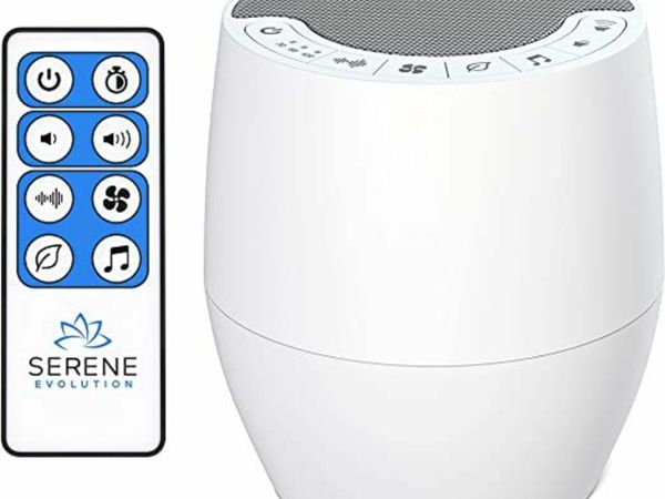 Serene Evolution White Noise Machine for Sleeping Adult or Baby, Sound Machine for Office Privacy Noise Canceling, Sleep Sound Machine for Adults, Fan Ocean Rain Nature Sounds, Brown White Noise Maker