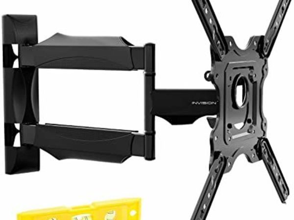 Invision TV Wall Bracket Mount for 24-60 Inch Screens, VESA 100x100mm up to 400x400mm, Tilts Swivels & Extends for Flat & Curved TVs, Includes Spirit Level, Weight Capacity 36.2kg (HDTV-E)