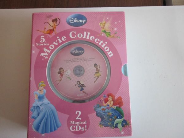Disney 5 Stories Movie Collection Audio and Books CD X 2 Three Tinkerbell stories and Cinderella and The Little Mermaid. New