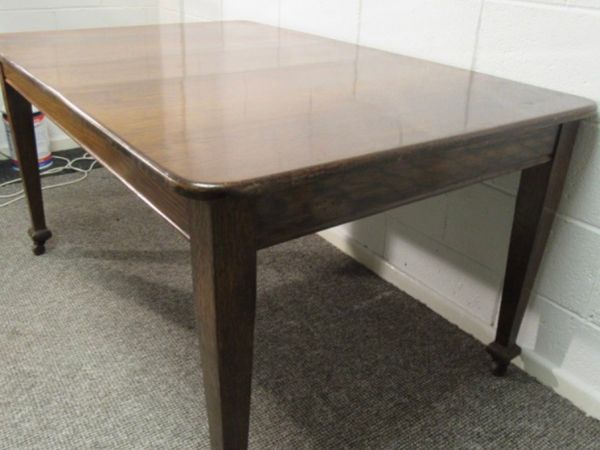 French c1900 solid oak dining / kitchen table.