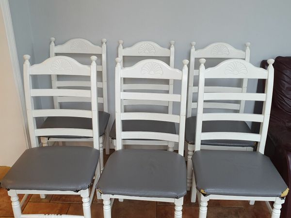 Free - 6 x Painted Solid Oak Kitchen Chairs