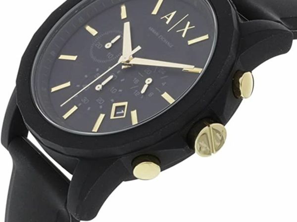 Armani Exchange Men's Chronograph Watch, 44mm case size, silicone strap