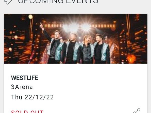 Westlife tickets x 2 Dec 22nd
