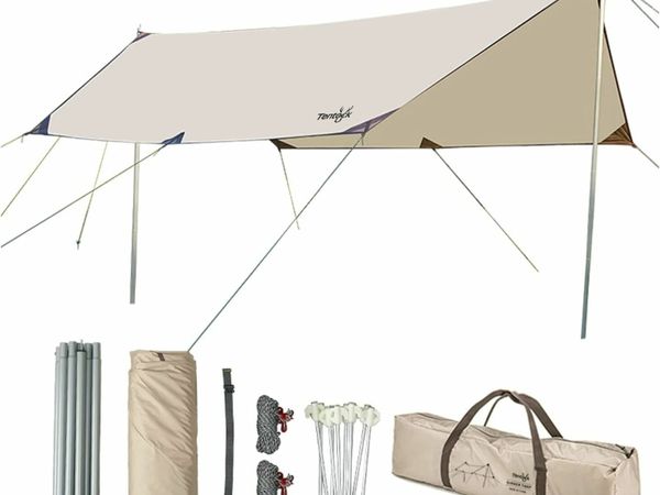 Hammock Rain Fly Tent Tarp Waterproof Lightweight Camping Tarpaulin Sun/Snow Shelter Portable Windproof Sunshade for Yard Outdoor Beach Rain Picnic Travel (Hexagon)