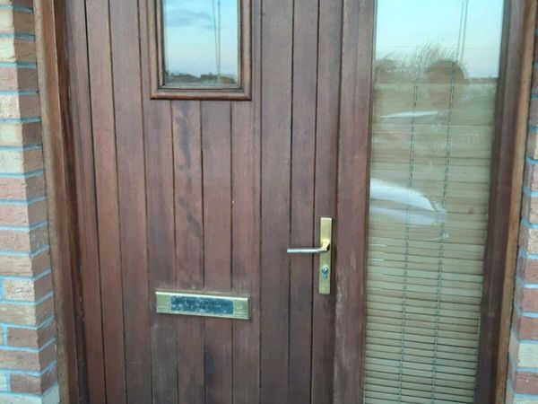 Solid teak door and frame for sale