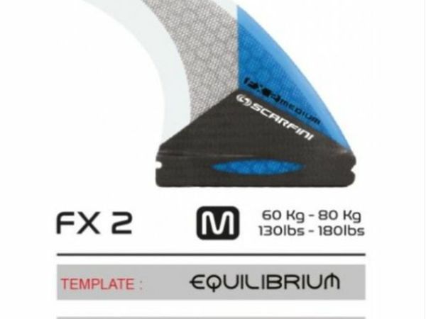 Scarfini FX2 Medium Equilibrium Futures Thruster or Five Carbon Base Surfboard Fin