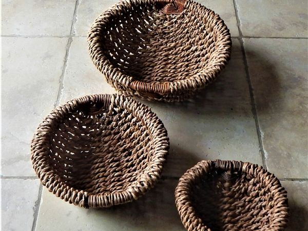 Set of 3 handmade wicker bowls