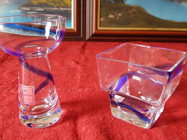 2 Piece Kilkenny Blue Swirl Glass Collection